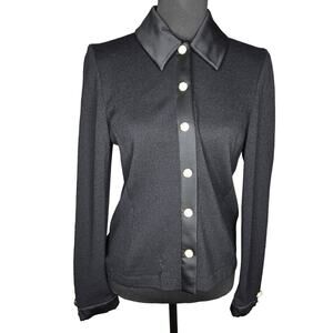 St. John Evening by Marie Gray Black Knit Wool Cardigan Size: 8